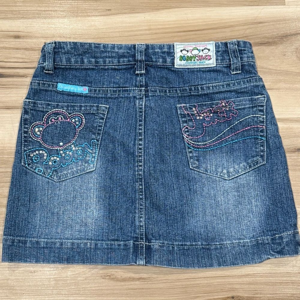 Bobby Jack Y2K Denim Mini Skirt Embroidered Girls 10